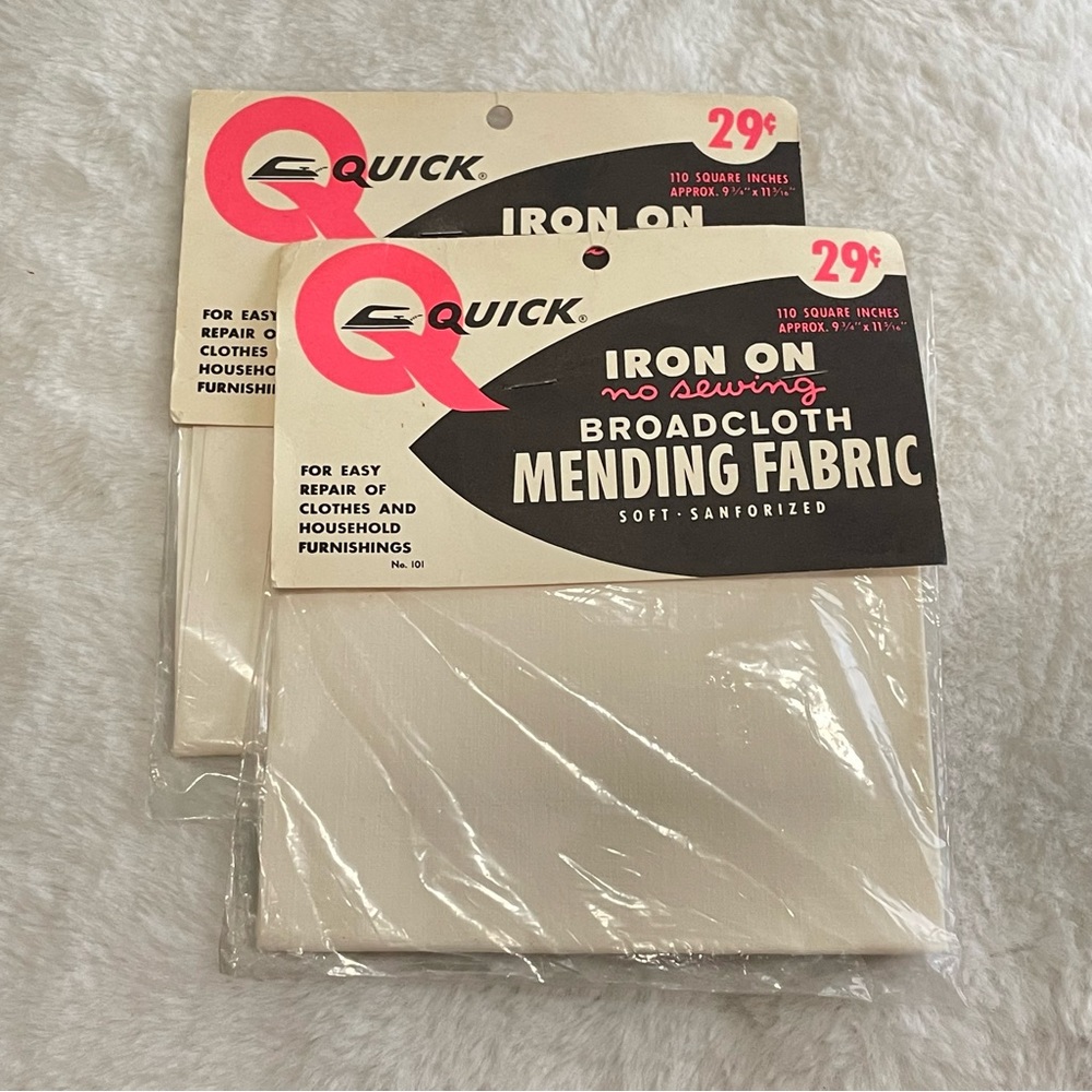 Vintage Quick Iron on Mending Fabric New set of 2